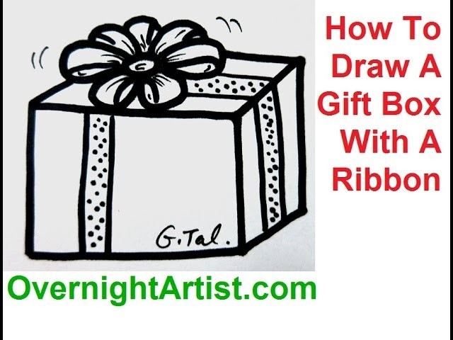 How To Draw A Gift Box With A Ribbon Draw Christmas Present Box