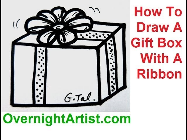 How To Draw A Gift Box With A Ribbon - Draw Christmas Present Box
