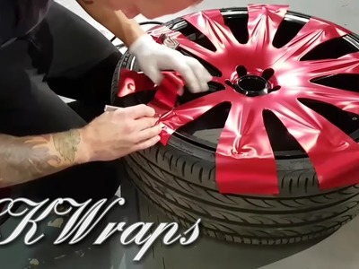 How to vinyl wrap wheels (faces) using satin red chrome vinyl. By @ckwraps