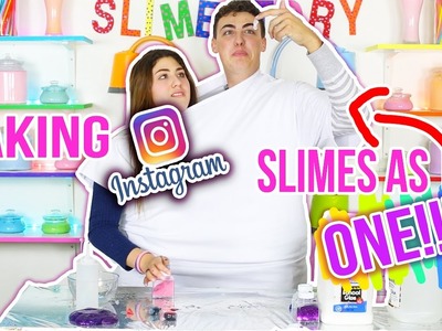 MAKING INSTAGRAM SLIMES AS ONE! Twin making slime | Slimeatory #31