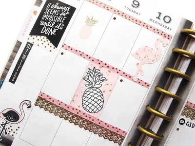 Plan With Me #7 Using Stamps: Pink Gold Black | The Happy Planner 2016