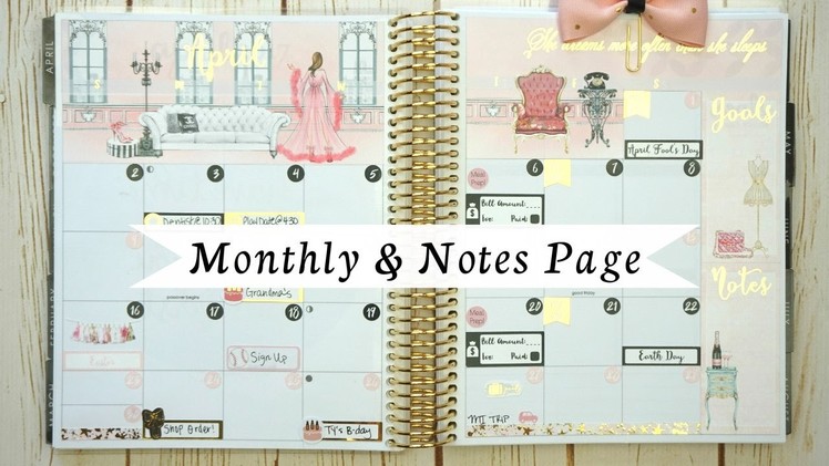 Plan With Me. April Monthly & Notes Page (ECLP)