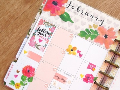 Plan With Me Monthly - February: Valentine's Spread | The Happy Planner 2017