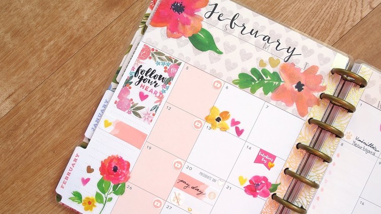 Plan With Me Monthly - February: Valentine's Spread | The Happy Planner 2017