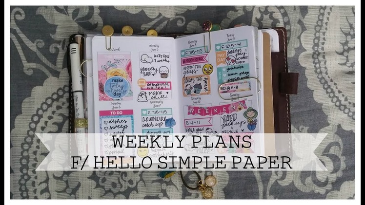 Travelers Notebook Weekly Plans F. Hello Simple Paper
