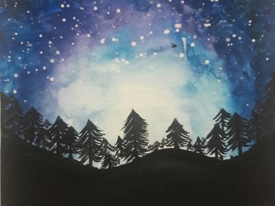 Watercolor Night Sky Painting