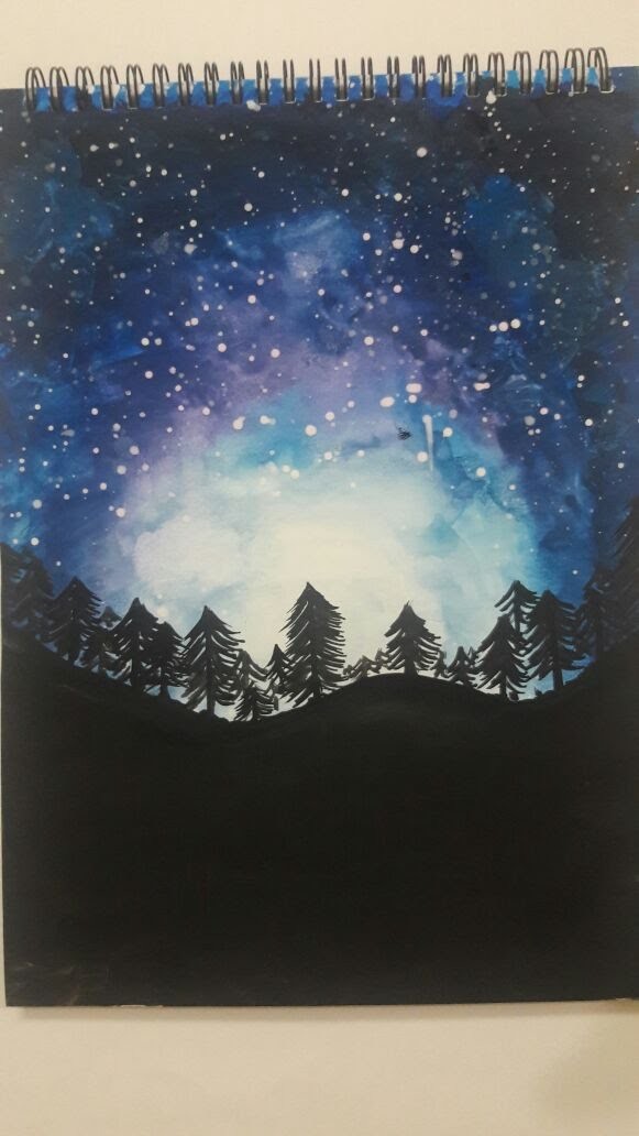 Watercolor Night Sky Painting