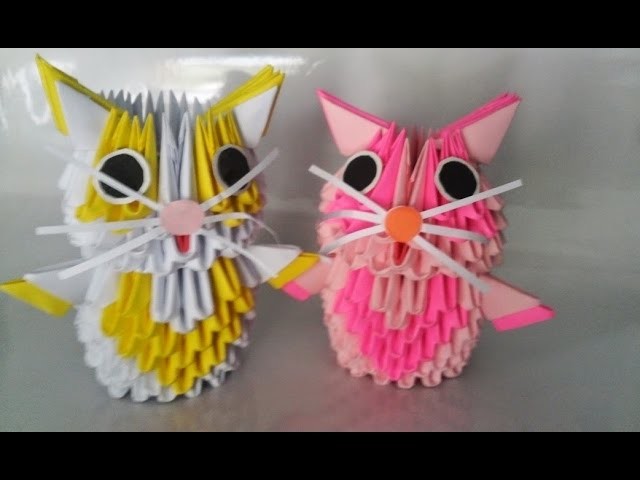 3d origami small cat. Con mèo origami 3d - poppy9011
