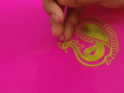 Aari work peacock design embroidery