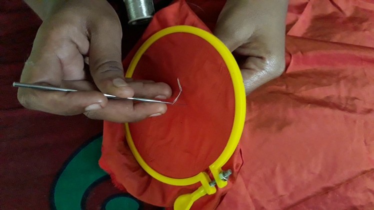Basic stitch in Aari.maggam embroidery