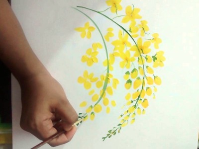 Cassia fistula flower painting.a simple way