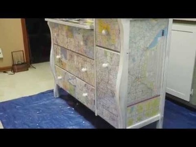 Decoupage Dresser with Maps and Photos