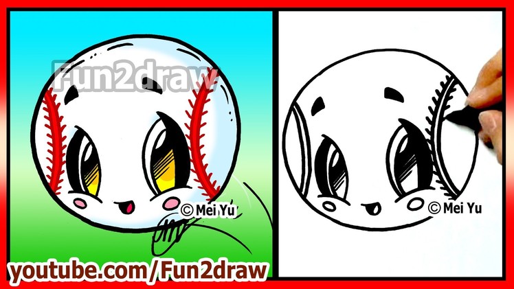 Easy Things to Draw - Cute Baseball Softball - Fun2draw Art Lessons