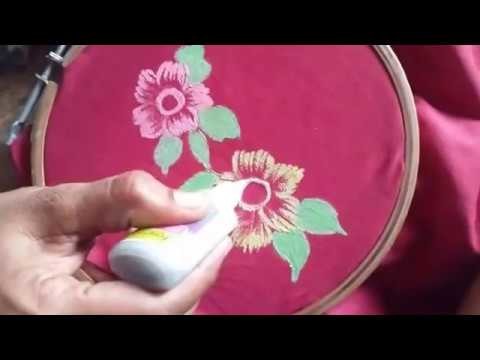 Fabric painting # 04,how to do free hand fabric painting on sarees l easy acrylic painting on fabric