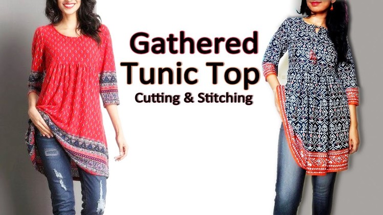 Gathered Tunic Top | Trendy Tunic Top. Short Kurti | Latest Top Designs
