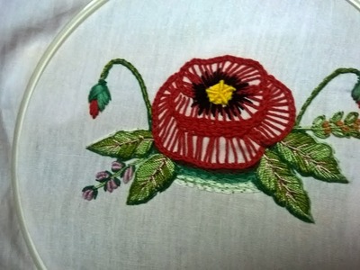 Hand embroidery . 3D Flower stitch. hand embroidery stitches tutorial.