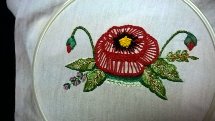 Hand embroidery . 3D Flower stitch. hand embroidery stitches tutorial.
