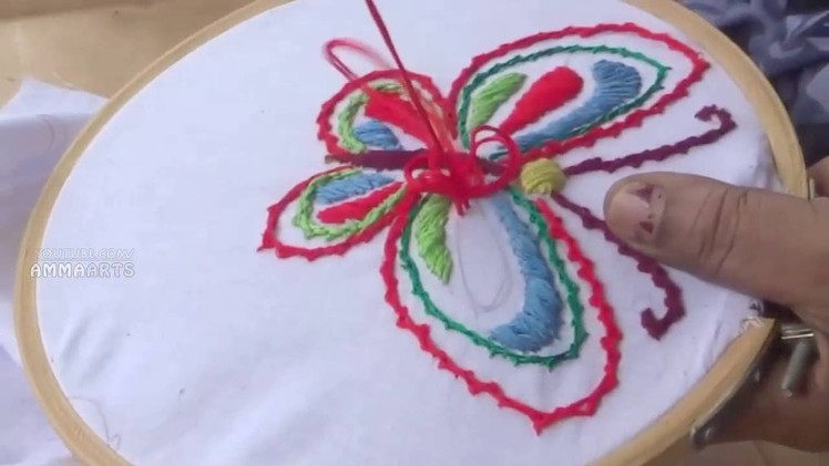 Hand Embroidery  Butterfly Stitching By AmmaArts