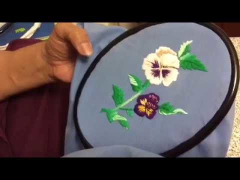 Hand Embroidery designs pansy flower