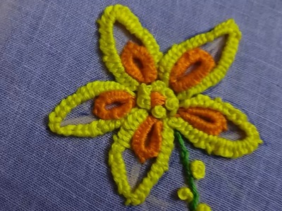 Hand Embroidery Flower Design Buttonhole Stitch by Amma Arts