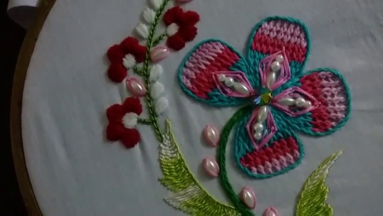 Hand embroidery for beginners. Beautiful  flower design . cylon stitch.