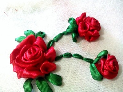 Hand Embroidery - Ribbon Rose || Ribbon Flowers || Ribbon Work