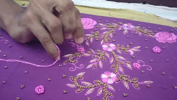How to do a spring knot embroidery slow motion video