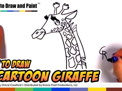 How to Draw a Cartoon Giraffe Step By Step - Art for Kids - How to Draw cartoon Animals CC