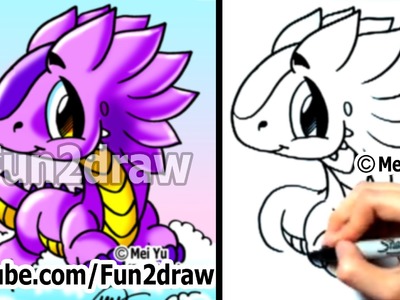 How to Draw a Cute Cartoon Dragon - Cute Art - Fun Things to Draw - Fun2draw