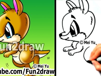 How to Draw Cute Cartoon Animals - How to Draw a Kangaroo - Easy Drawings - Fun2draw