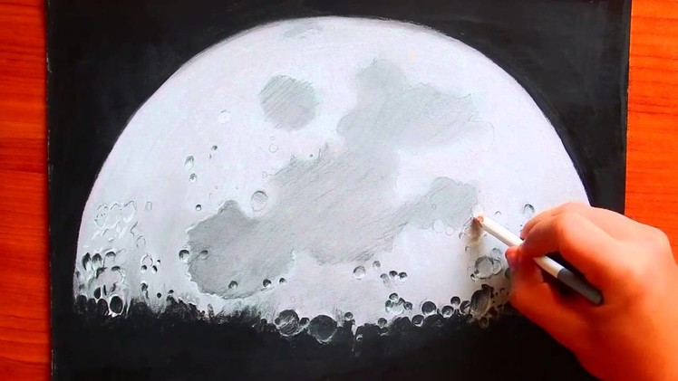How to Draw the Moon | Black and White Pastel