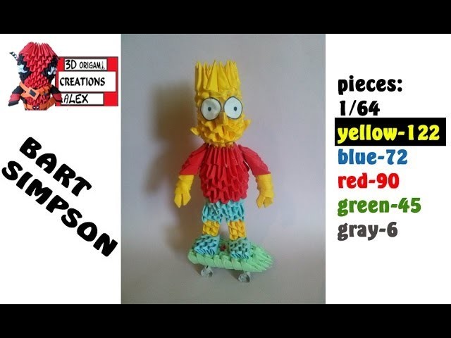 HOW TO MAKE 3D ORIGAMI BART SIMPSON TUTORIAL || DIY 3D ORIGAMI BART SIMPSON TUTORIAL