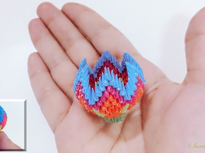 How to make 3d origami small flower 2 (Toutorial)