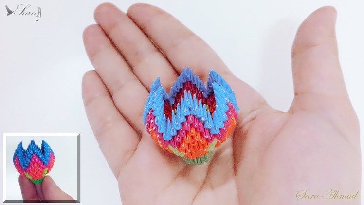 How to make 3d origami small flower 2 (Toutorial)