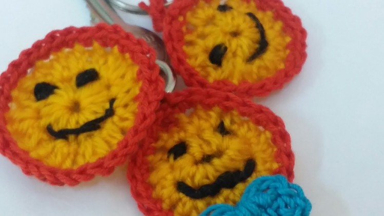 How to make a crochet Emoji Key Ring