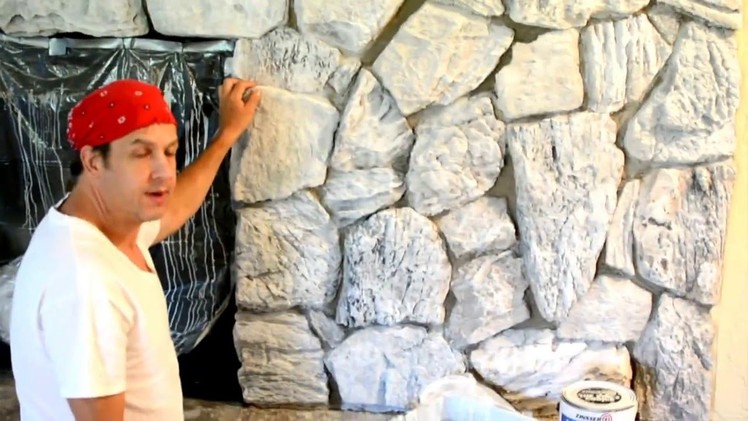 How to paint. update an old stone or brick fireplace or wall.
