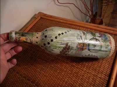 How to Upcycle.Decoupage Glass Bottle - DIY -- #3