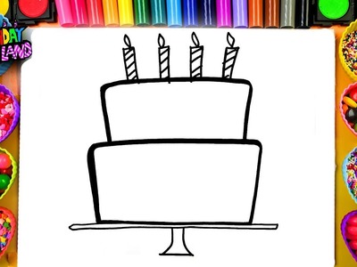 Learn to Draw and Color for Kids Birthday Cake Coloring Pages 01