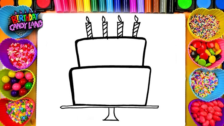Learn to Draw and Color for Kids Birthday Cake Coloring Pages 01