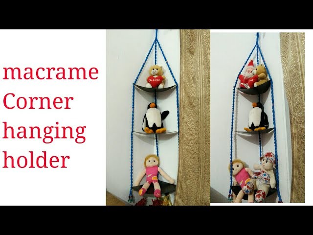 Macrame corner hanging holder