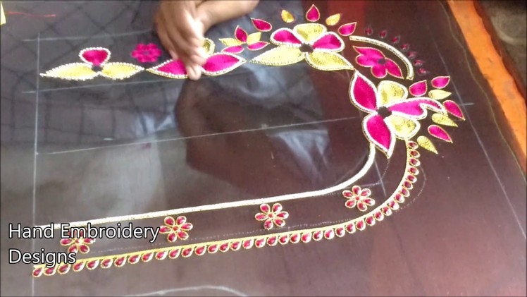 Maggam work blouse designs easy | hand embroidery designs | hand embroidery designs for beginners