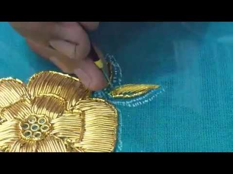 Making of Kundan and Jardosi flower embroidery