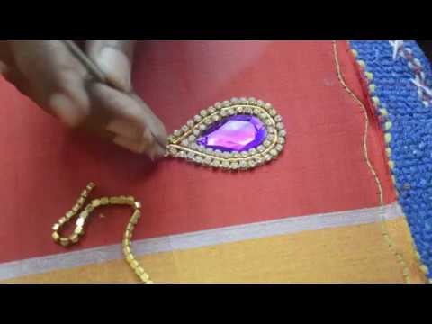 Making of Kundan work with Stone and Stone Lace - Maggam work making video