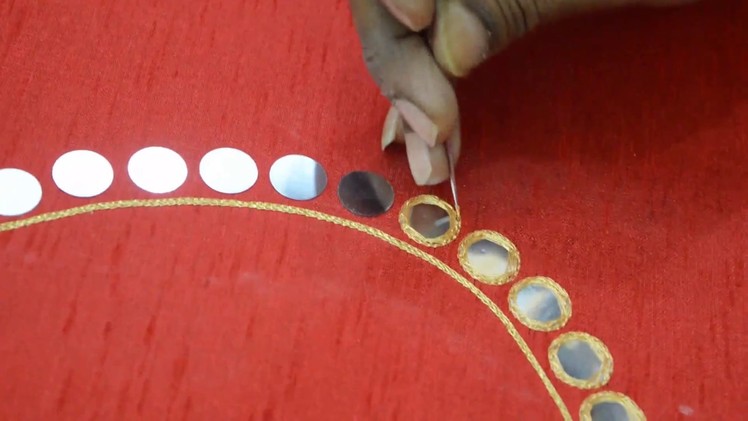 Mirror work making for Leaf Neck blouse - Maggam work making video