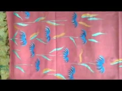 Painting Blue Flowers on a Saree