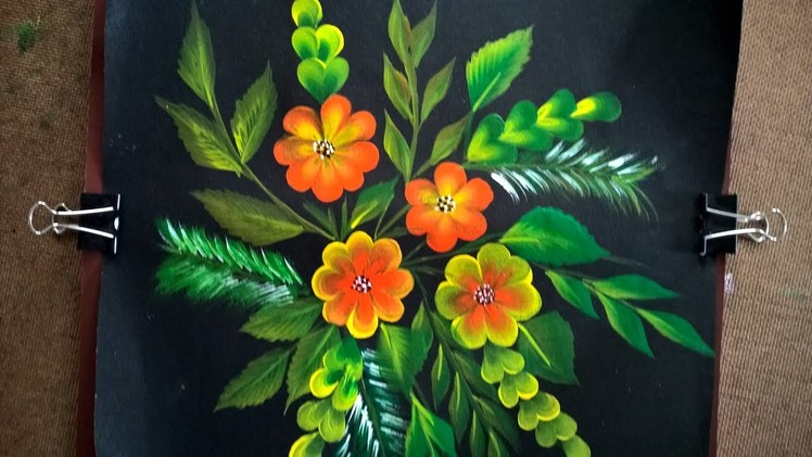 Painting. One stroke painting for beginners.Simple and easy decorative flowers one stroke painting.