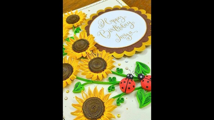 Quilled sunflowers birthday pop up card