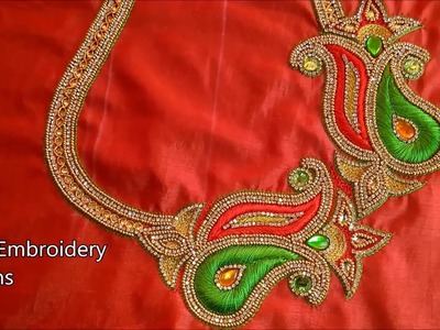 Simple maggam work blouse designs | hand embroidery designs | embroidery stitches tutorial