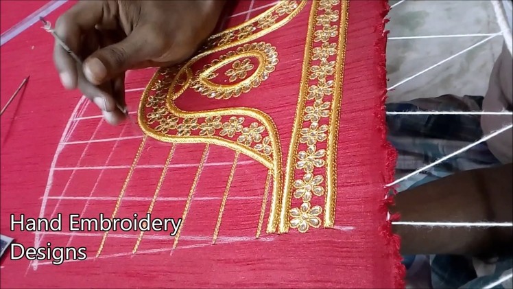 Simple maggam work blouse designs | hand embroidery designs | hand embroidery zari work