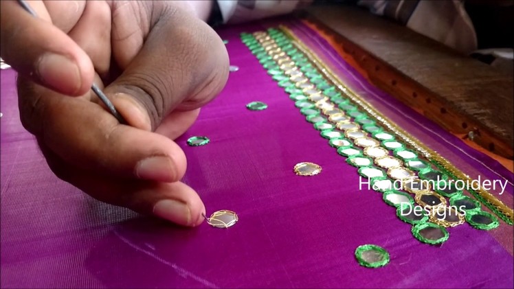 Simple maggam work blouse designs | hand embroidery designs | mirror work blouses tutorial